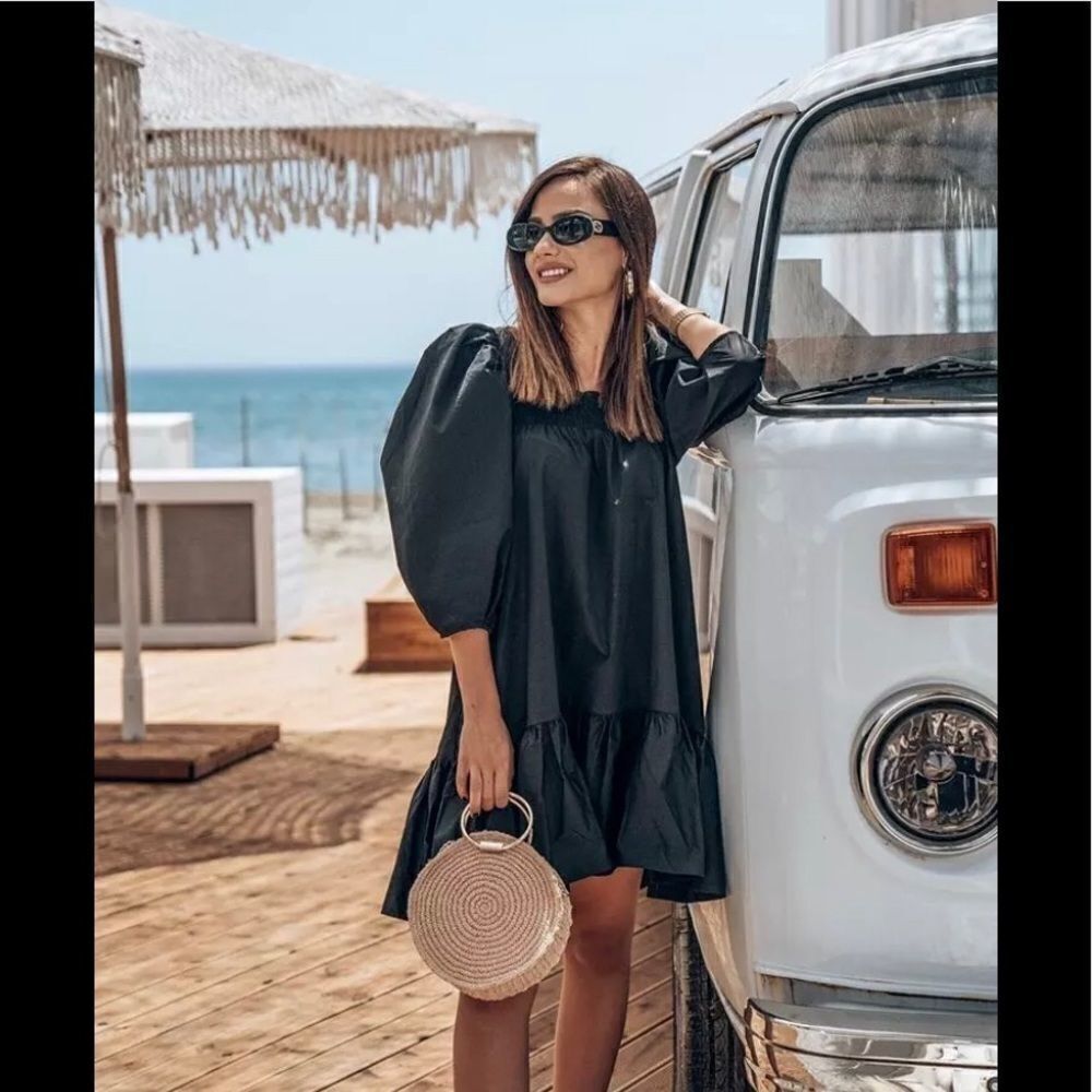 Puff Sleeve H&M dress bloggers fav black - Picture 5 of 10